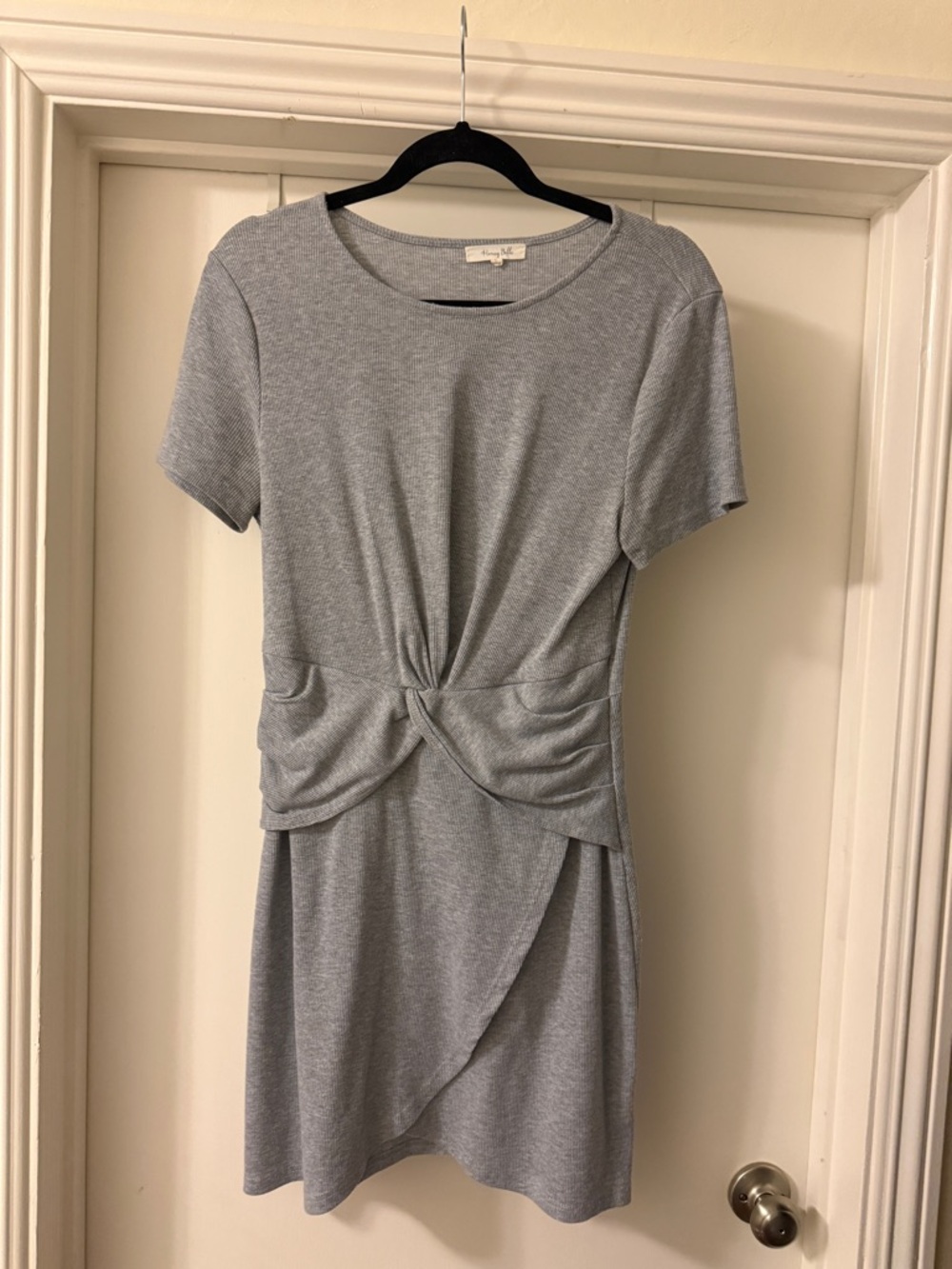 Honey Belle Gray Twist-Detail Midi Dress